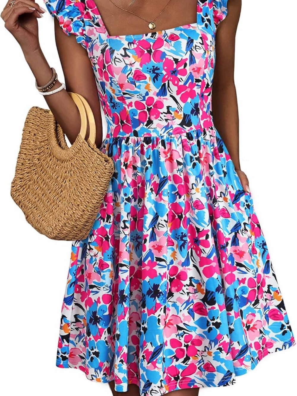 NWT’s (in packaging) Floral Mini Dress in Pink, Blue, White - Size Large